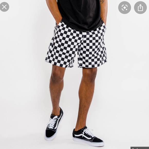 Vans Range Elastic Shorts 18" Checker Black White - Picture 2 of 7